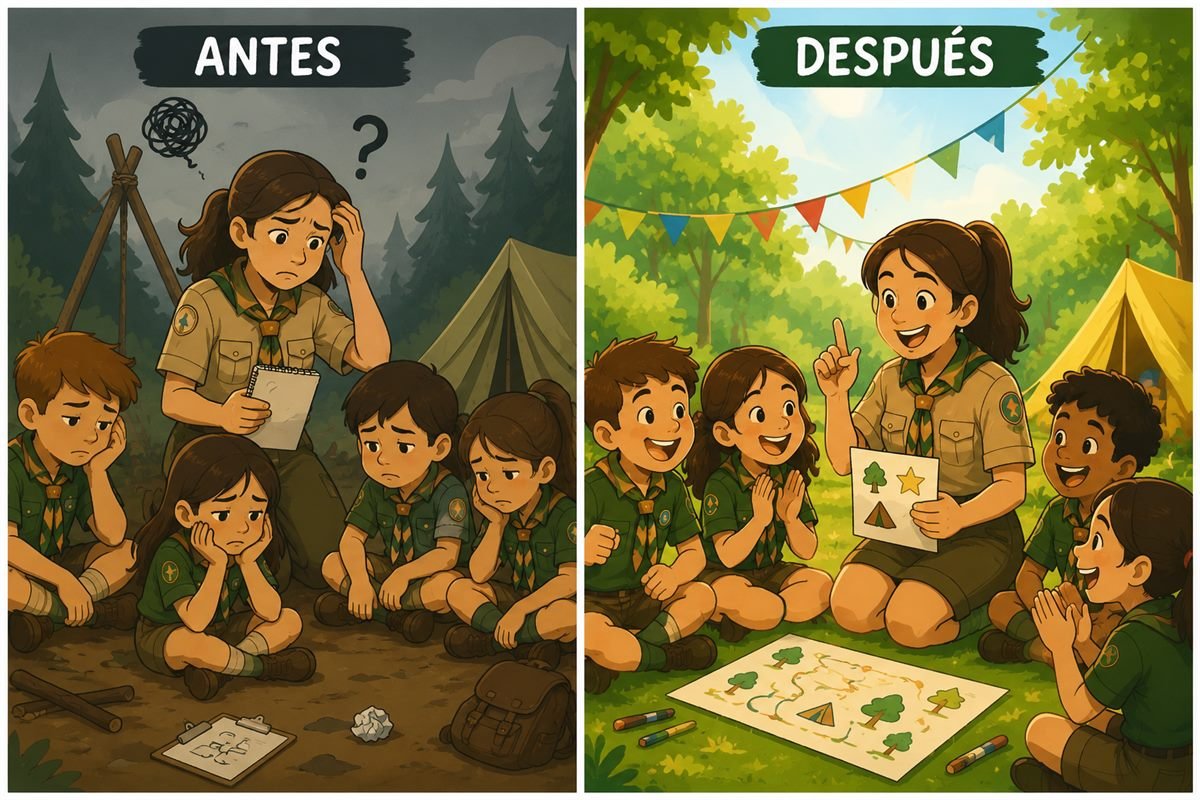 Antes y después: reunión improvisada frente a reunión con las dinámicas
